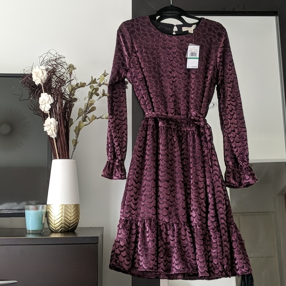 Michael kors purple velvet dress